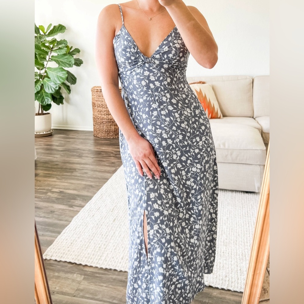 Floral Blue Midi Dress